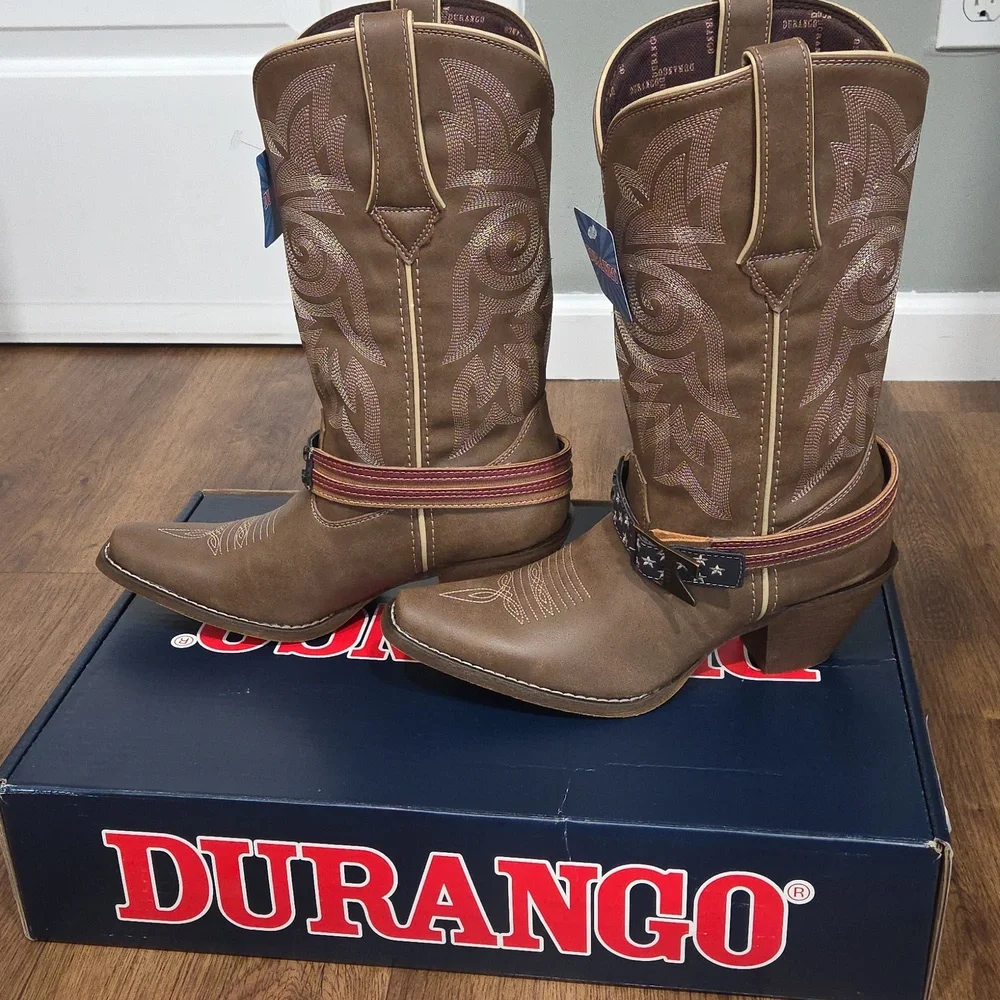 Durango Women's Tan Western Heeled Boots - Picture 4 of 12